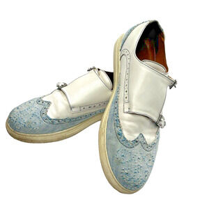 UNDANDY Wingtip Monk Strap Shoes Mens 46 12 Leather Blue White Sic 'em Bears